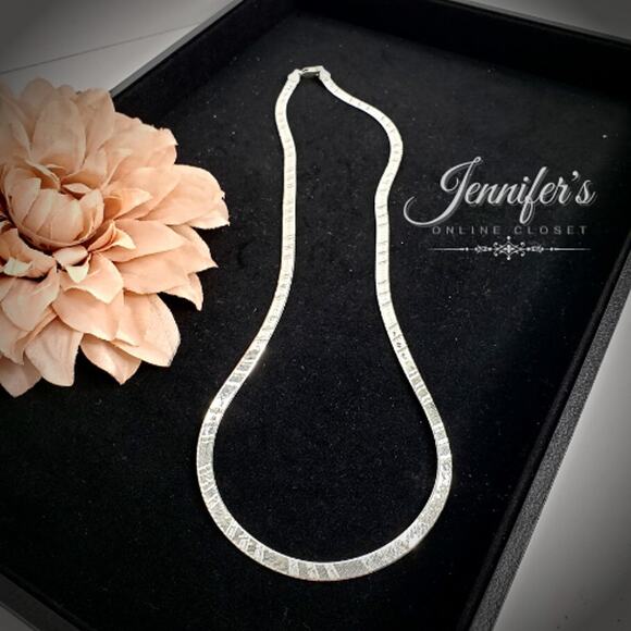 Milor 928 Silver Herringbone Necklace - Picture 1 of 6